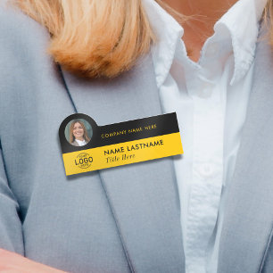Porte-nom Logo ID photo élégant Jaune élégant affaires