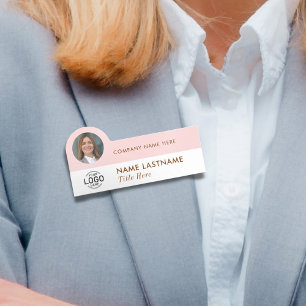 Porte-nom Logo ID photo Feminine moderne Blush Pink Business
