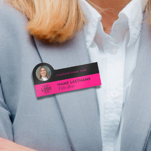 Porte-nom Logo ID photo stylish Magenta Pink Black Business
