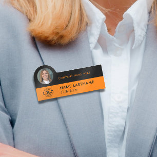 Porte-nom Logo ID photo stylish Simple Orange Black Business