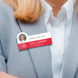 Porte-nom Logo ID photo stylish Simple Red White Business