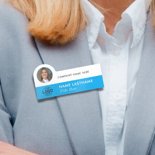 Porte-nom Logo ID photo stylish Simple Sky Blue Business