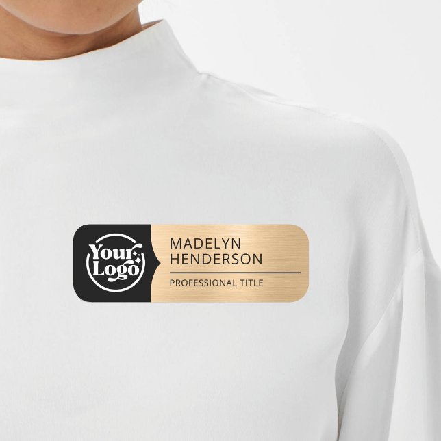 Porte-nom Logo magnétique de l'employé en métal noir (Créateur téléchargé)