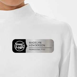 Porte-nom Logo magnétique en argent métallique noir employé