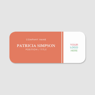 Porte-nom Logo minimaliste nectarine orange et blanc