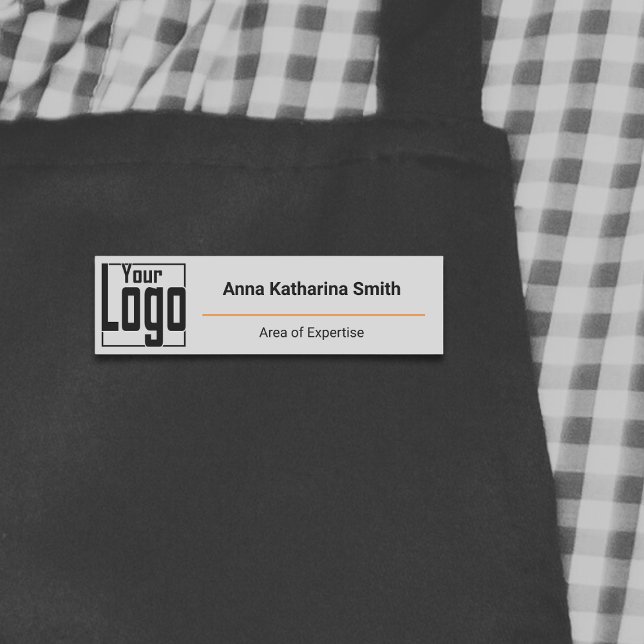 Porte-nom Logo Moderne Expertise Classique Gris Noir Orange (Créateur téléchargé)