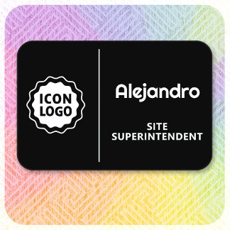 Porte-nom Logo Noir Blanc Minimal ID Employé
