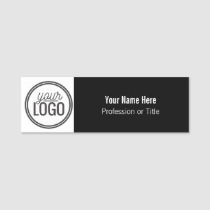 Porte-nom Logo Noir & Blanc Simple Nom Professionnel