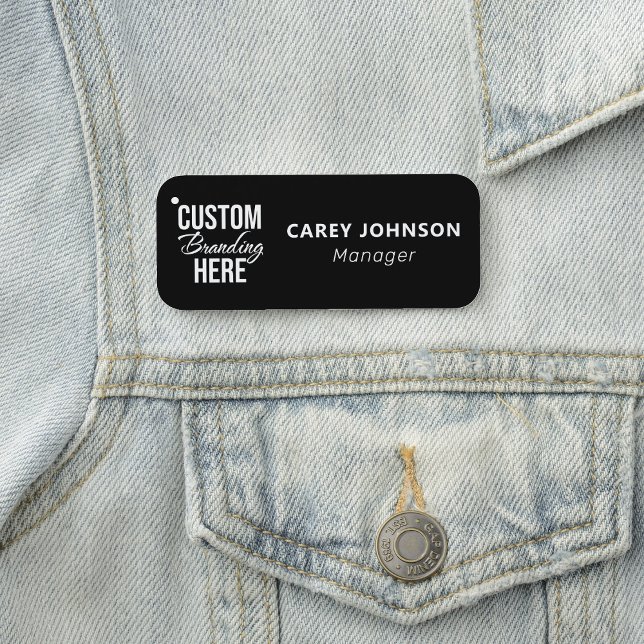 Porte-nom Logo noir magnétique (logo employee magnetic name tag)