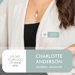 Porte-nom Logo Personnalisé De L'Employé Moderne Sage Vert