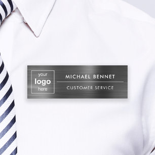 Porte-nom Logo personnalisé Élégant Noir Professionnel