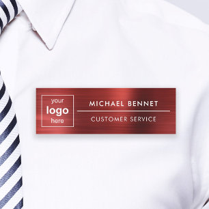 Porte-nom Logo personnalisé Élégant Red Professionnel