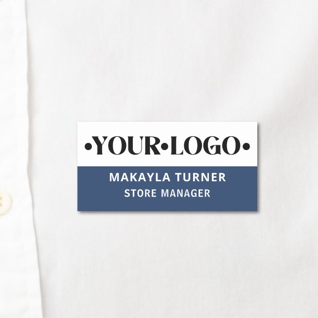 Porte-nom Logo personnalisé employé bleu (Créateur téléchargé)