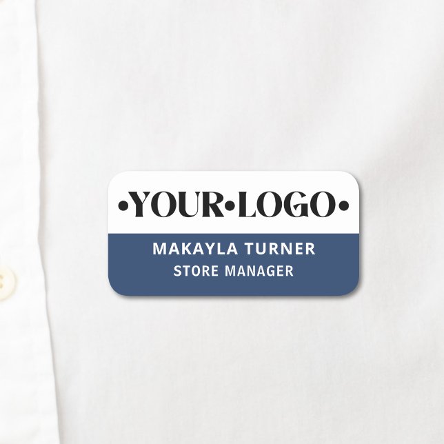 Porte-nom Logo personnalisé employé bleu (Créateur téléchargé)