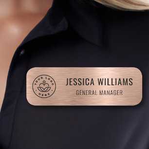 Porte-nom Logo personnalisé Employé Faux brossé Rose Gold