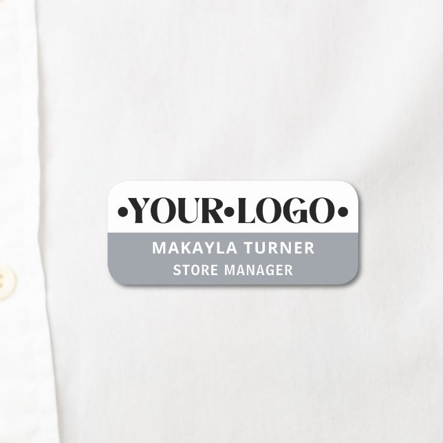 Porte-nom Logo personnalisé employé gris (Créateur téléchargé)
