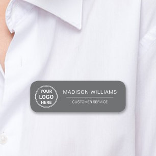 Porte-nom Logo personnalisé Employé Gris magnétique