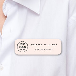 Porte-nom Logo personnalisé Employé rose pâle