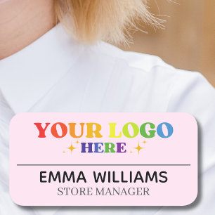Porte-nom Logo Personnalisé Employé Rouge Magnétique Ou Rose