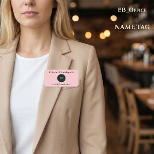 Porte-nom Logo personnalisé Entreprise Rose Pâle Pastel 