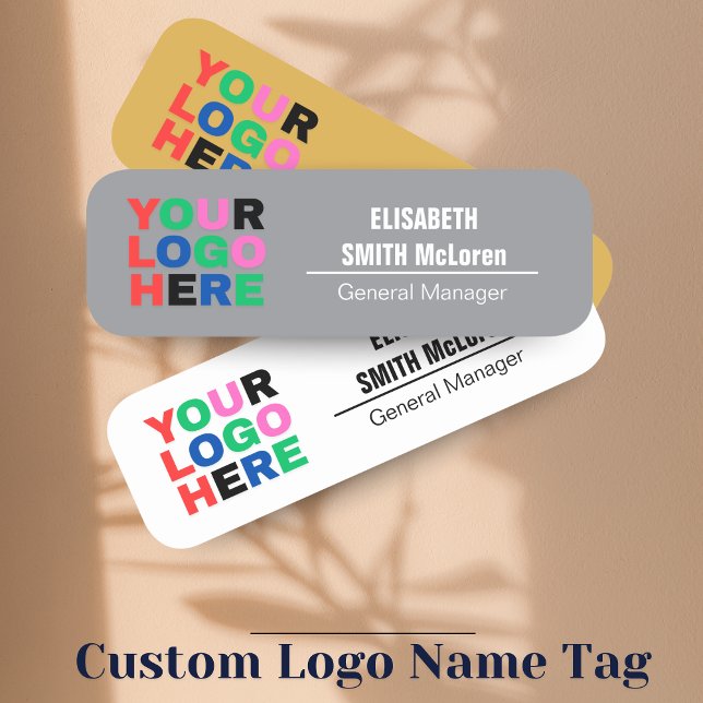 Porte-nom Logo personnalisé Épingle magnétique de l'employé  (Custom Logo Employee Magnetic Pin - Faux Gold Fini Name Tag)