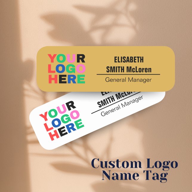 Porte-nom Logo personnalisé Épingle magnétique de l'employé  (Custom Logo Employee Magnetic Pin - Faux Gold Fini Name Tag)