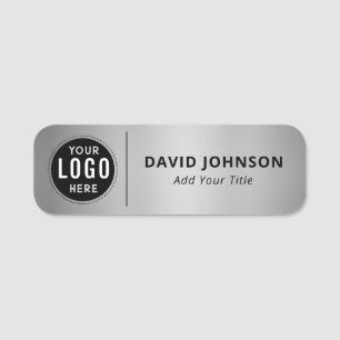 Porte-nom Logo personnalisé Faux métallisé argent Employé