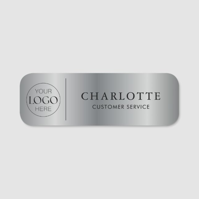Porte-nom Logo personnalisé impression argentée employé de b (Devant)