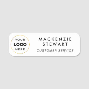 Porte-nom Logo personnalisé Nom de l'employé Blanc moderne