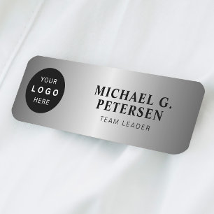 Porte-nom logo personnalisé nom de l'employé titre argent ma