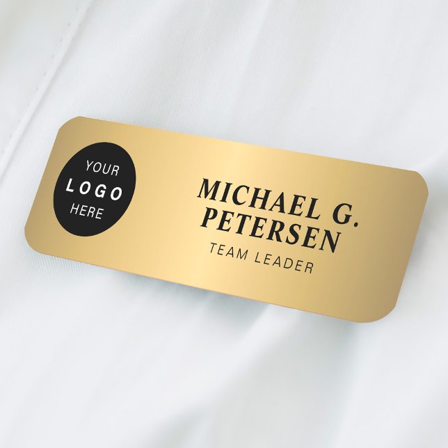 Porte-nom logo personnalisé nom de l'employé titre or magnét (Créateur téléchargé)