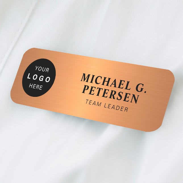 Porte-nom logo personnalisé nom de l'employé titre or magnét (Créateur téléchargé)