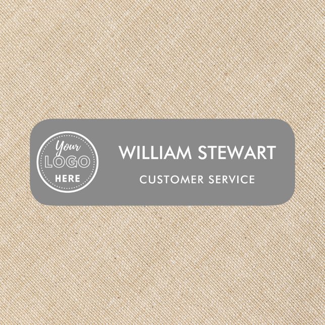 Porte-nom Logo Personnalisé Professionnel Gray Employé (Créateur téléchargé)