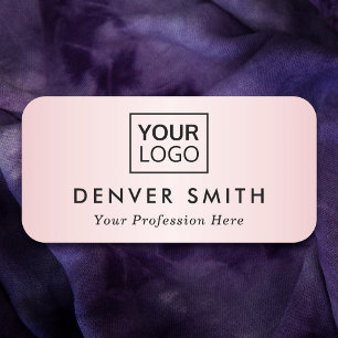 Porte-nom Logo personnalisé Satin rose dégradé nom et titre