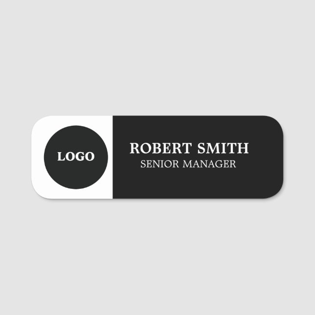 Porte-nom Logo personnalisé | texte employé (Devant)