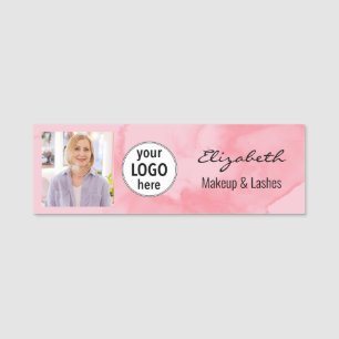 Porte-nom Logo photo aquarelle rose corail rougissant