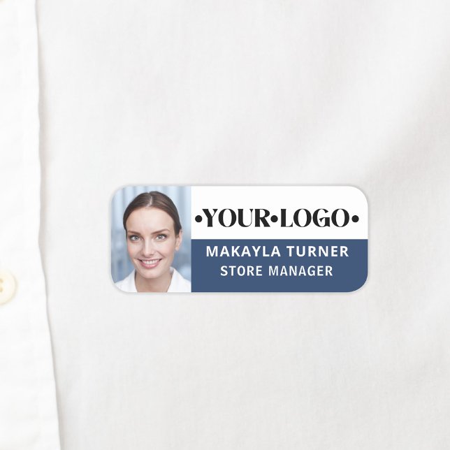 Porte-nom Logo Photo Employé Bleu (Créateur téléchargé)