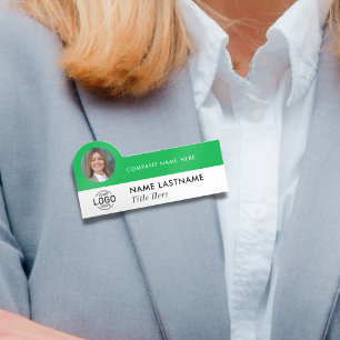Porte-nom Logo Photo ID Modern Sleek Green Business Company