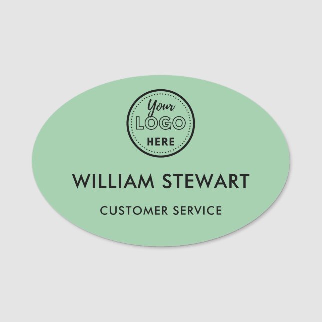 Porte-nom Logo professionnel Mint Green Personnel employé ov (Devant)