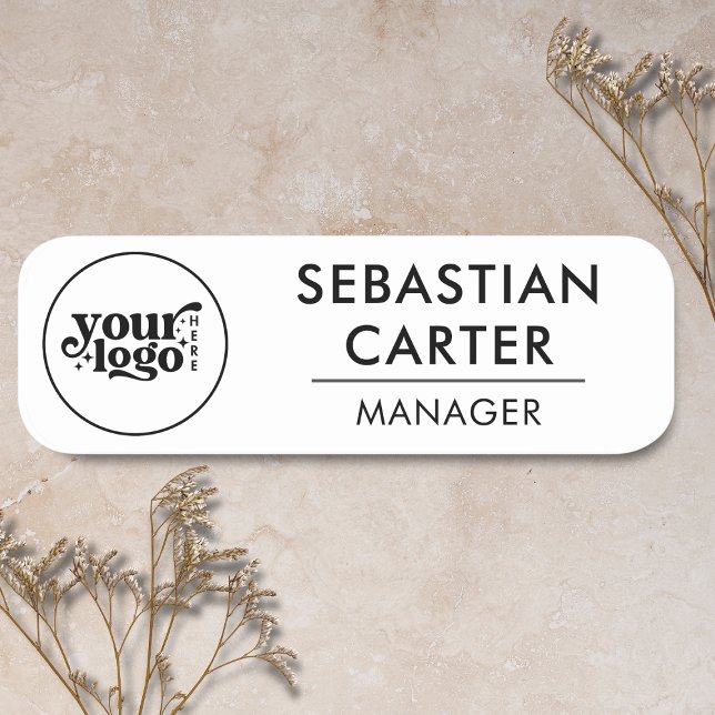 Porte-nom Logo professionnel - Personnel magnétique (Professional Business Logo – Magnetic Staff Name Tag)