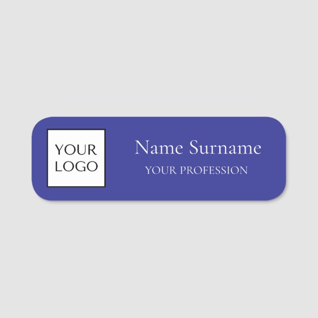 Porte-nom Logo promotionnel bleu marine  (Devant)