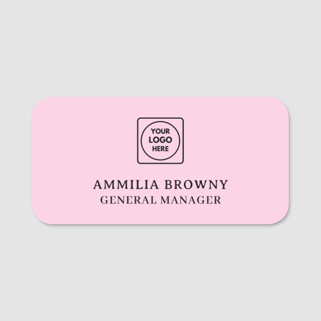 Porte-nom Logo Rose | Marque d'entreprise moderne pour le pe (Devant)