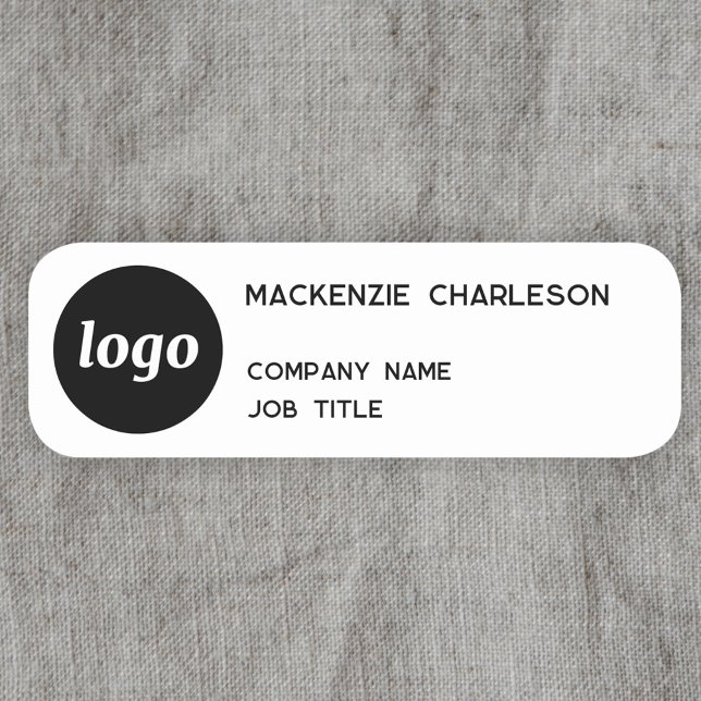 Porte-nom Logo Simple Minimaliste (Logo with text business promotional magnetic or pin company name tag label)