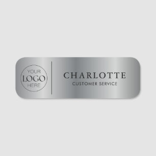 Porte-nom Logo sur mesure en argent métallique Personnel du