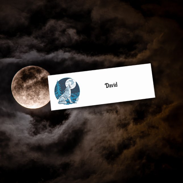 Porte-nom Loup hurlant à la lune (Créateur téléchargé)