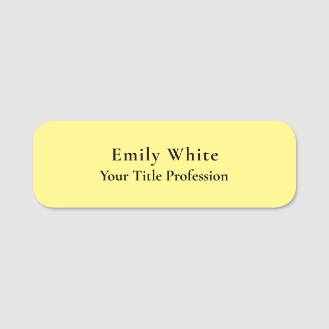 Porte-nom Lumière Jaune Plaine Élégant Professionnel Moderne (Devant)