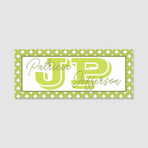 Porte-nom Lumière Unique Vert Acide Maille Chic Monogramme