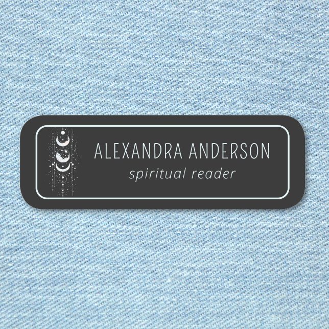 Porte-nom Lune céleste Phases mystique Holistique Spirituell (Celestial Moon Phases Mystical Holistic Spiritual Name Tag)