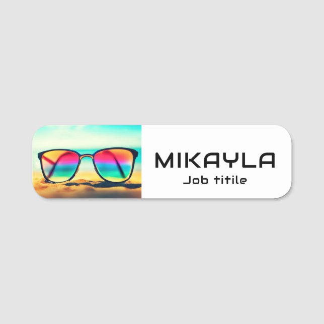Porte-nom Lunettes de vue branchées sur une plage optique (Devant)