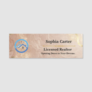 Porte-nom Luxury Real Estate Realtor Name Tag | Marble look